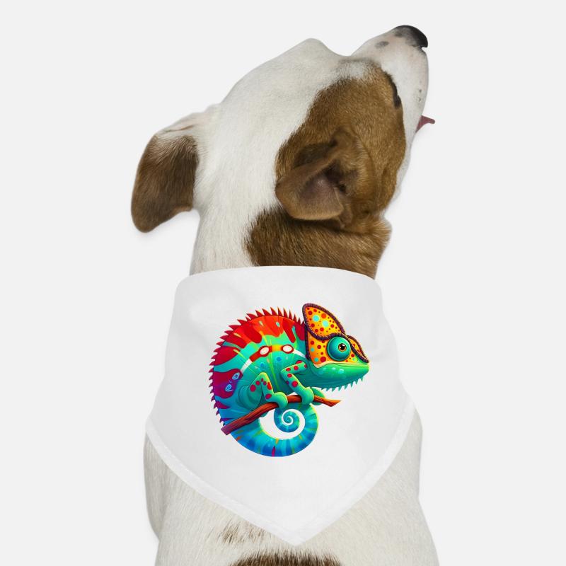 Chamäleon - Hunde-Bandana - Weiß