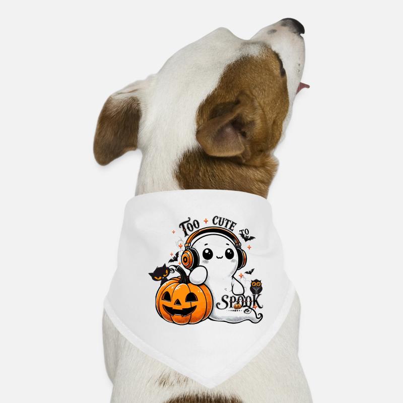 fantôme cool avec des écouteurs et une citrouille d’Halloween Bandana pour chien