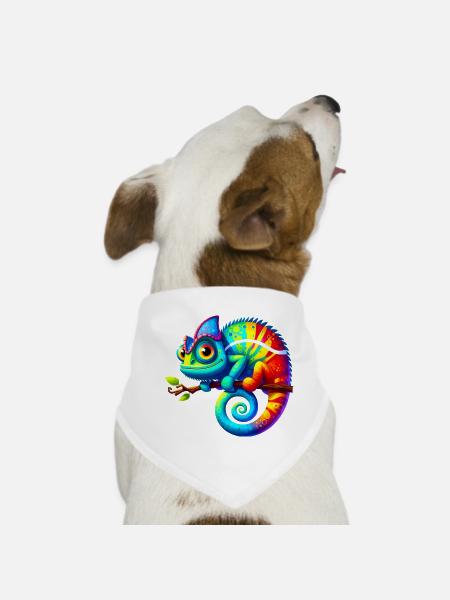 Chameleon - Dog Bandana - white - Front