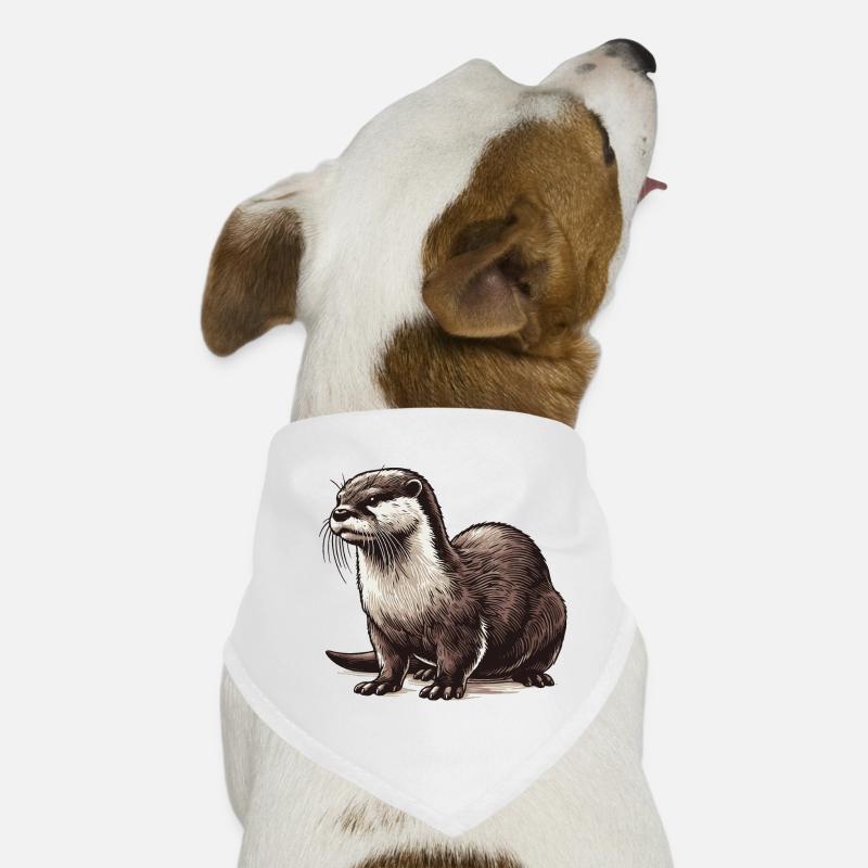 Loutre - Bandana pour chien - blanc