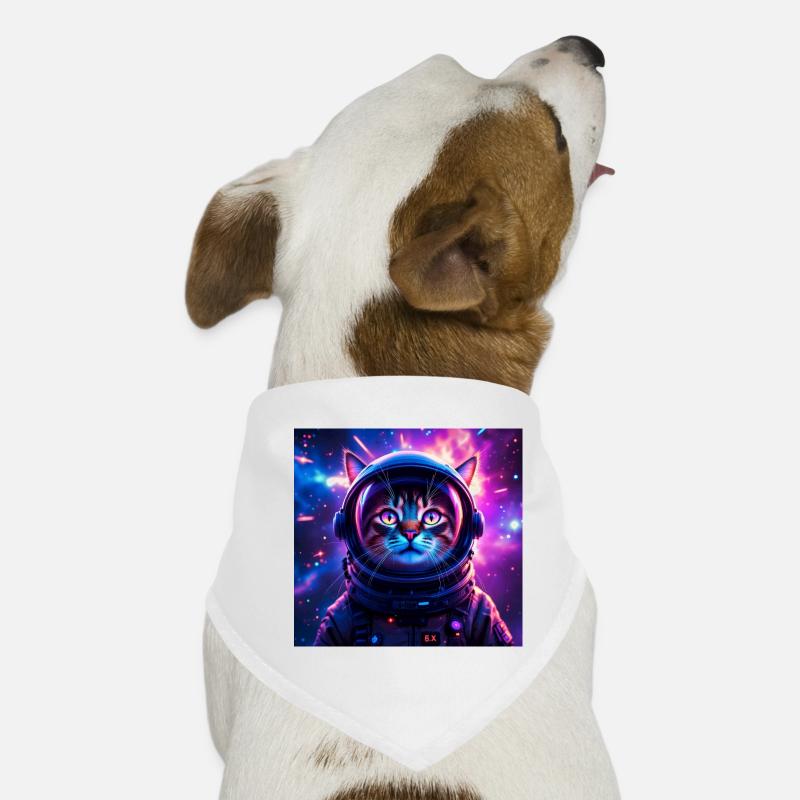 Chat de l’espace - Bandana pour chien - blanc