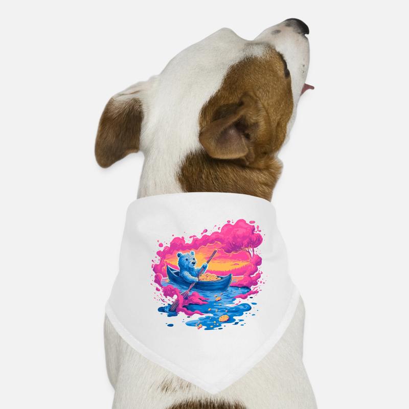 Neon bear in pink sunset canoe Dog Bandana
