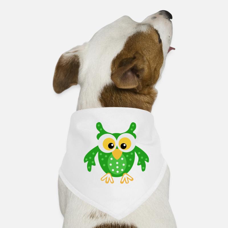 Green Owl with Dots Dog Bandana