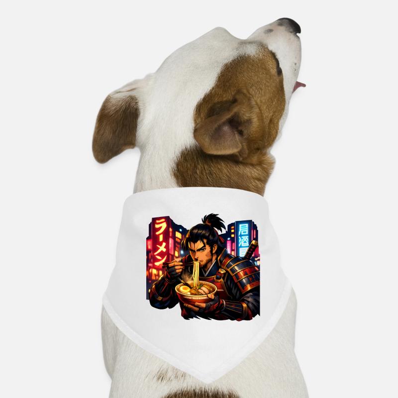 Neon Cyber Samurai Ramen Hunde-Bandana