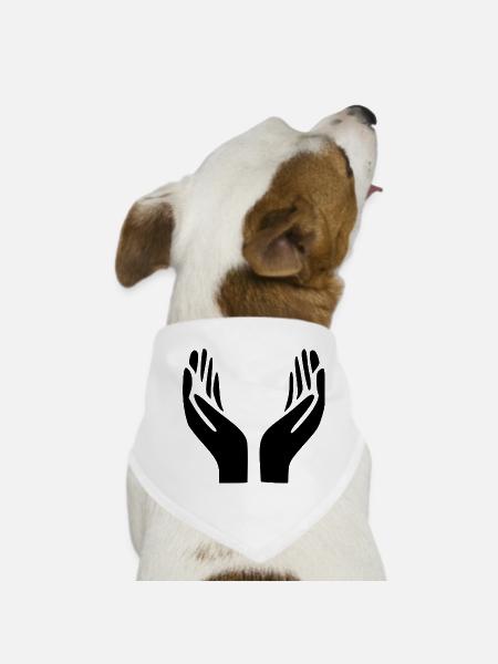 Open Hands Hand Gesture - Dog Bandana - white - Front