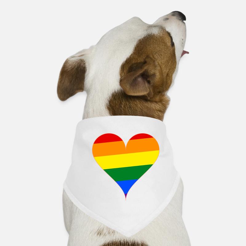 Herz Regenbogen Flagge Geschenk - Hunde-Bandana - Weiß