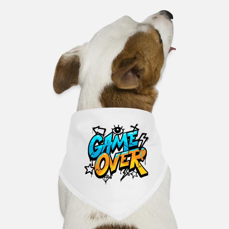 Game Over Graffiti Style Design - Dog Bandana - white