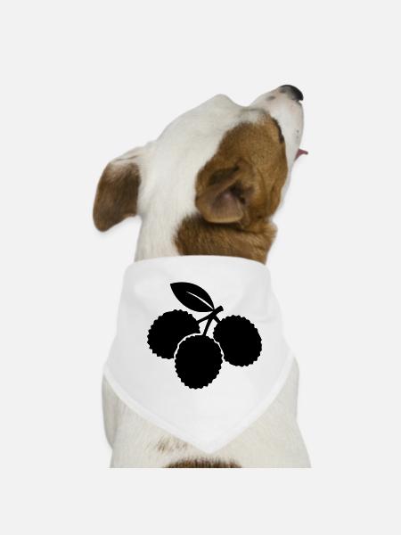 Silhouette de litchi – Motif de fruits exotiques - Bandana pour chien - blanc - Devant
