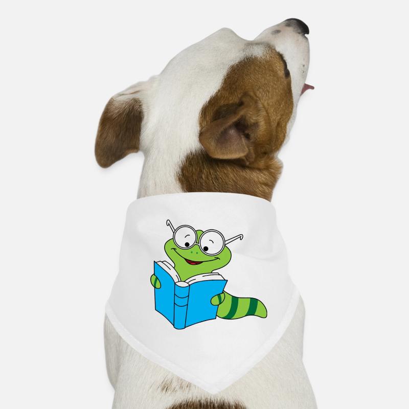 Bookworm Nerd Reading Books Earthworm Dog Bandana