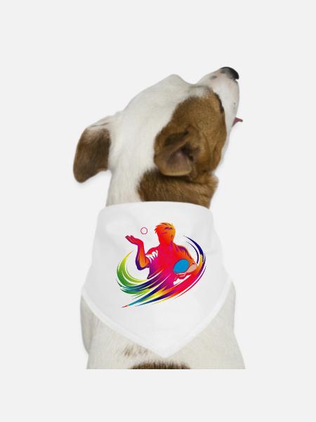 Table Tennis Shirt Neon Ping Pong Player - Dog Bandana - white - Front