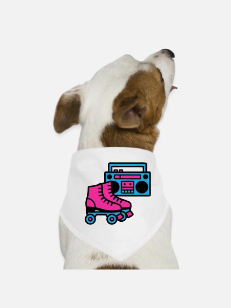 Rollschuhe Boombox 80er Retro - Hunde-Bandana - Weiß - Vorne