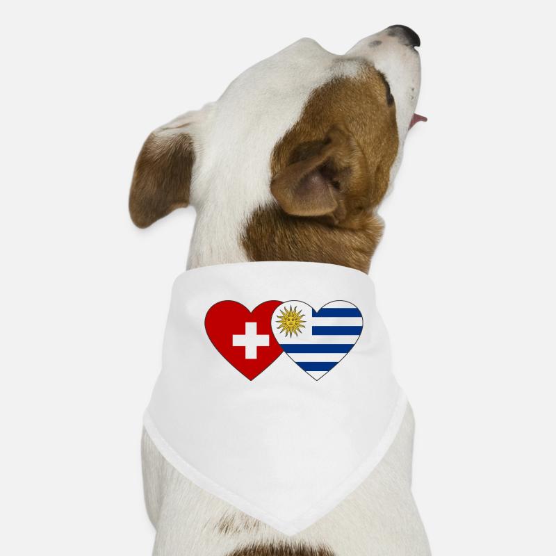 Suisse Uruguay Drapeau Coeur Bandana pour chien