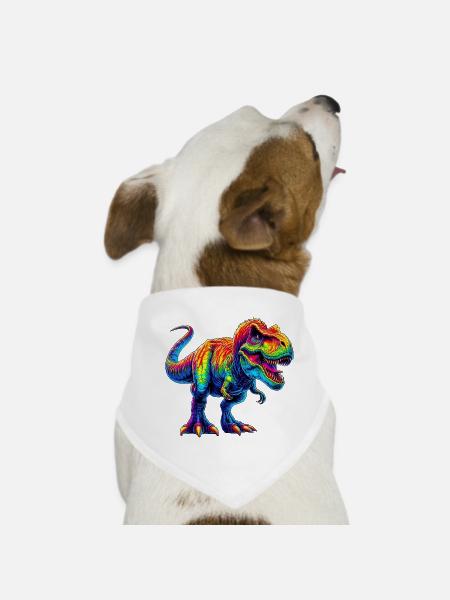 Dinosaurier - Hunde-Bandana - Weiß - Vorne