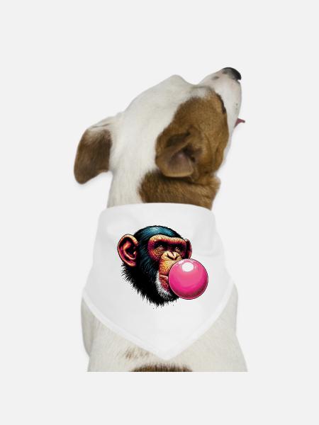 Monkey - Dog Bandana - white - Front
