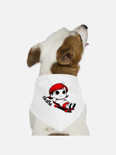 Kathi relaxed auf einem Skateboard. - Hunde-Bandana - Weiß