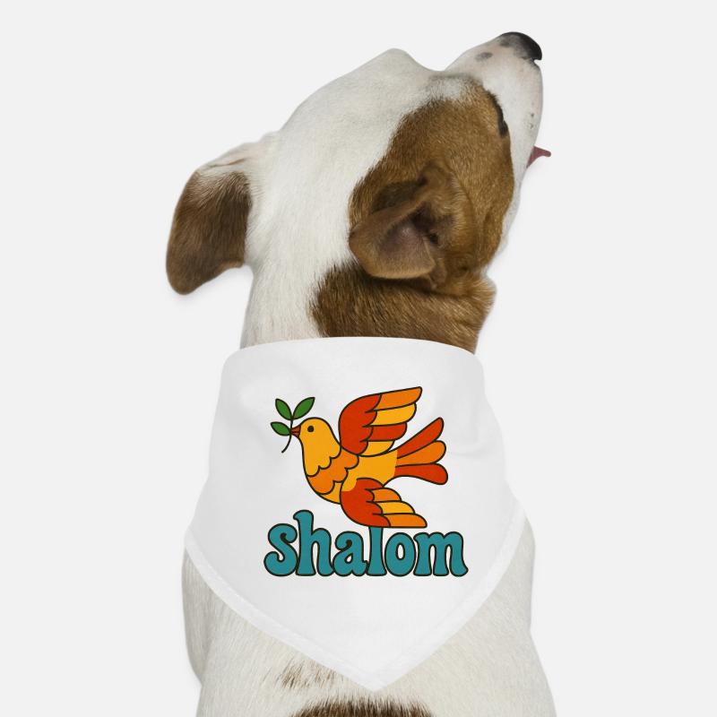 Oiseau stylisé avec branche d'olivier et Shalom Bandana pour chien
