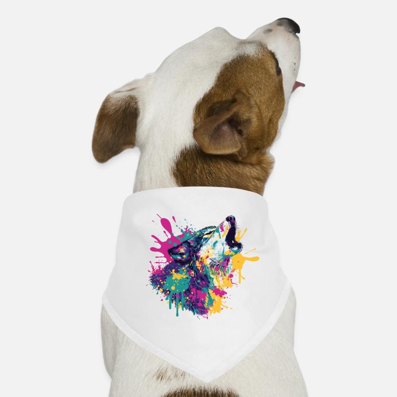 Wolf in color explosion style Dog Bandana