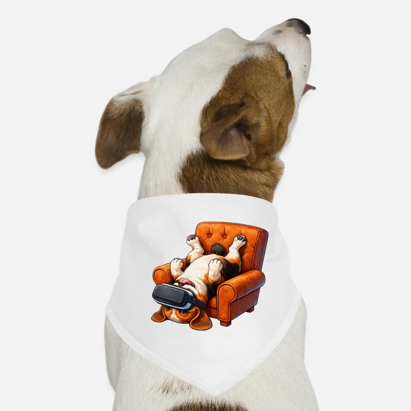 Chien avec des lunettes VR dans le fauteuil Bandana pour chien