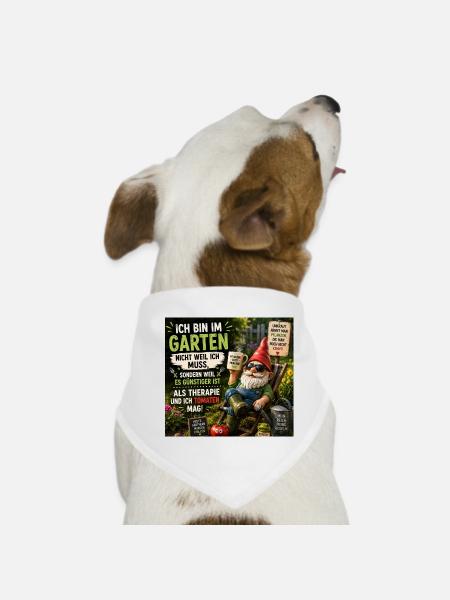 Gartenhumor: Therapie und Tomaten - Hunde-Bandana - Weiß - Vorne