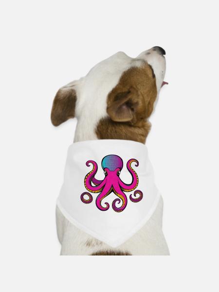 Eight arms full of color - Dog Bandana - white - Front