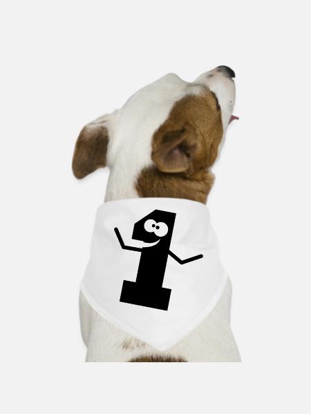 Lustige Comic 1 Eins - Hunde-Bandana - Weiß