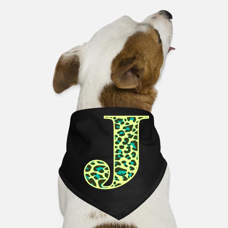 Letter J initial letter initials Leopard Leo Dog Bandana
