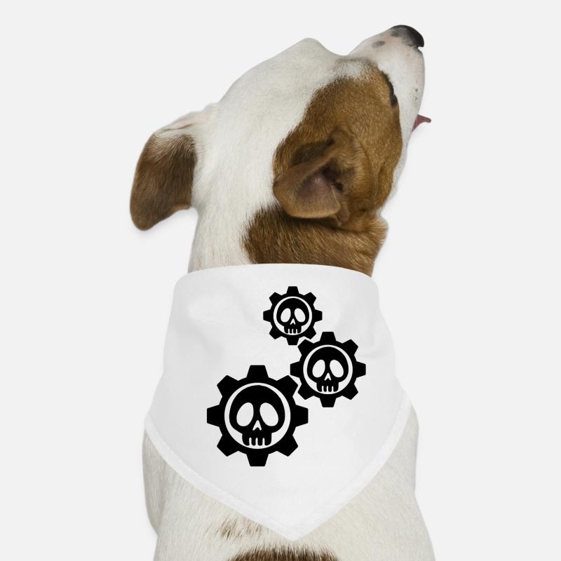 Crânes et engrenages noirs Bandana pour chien