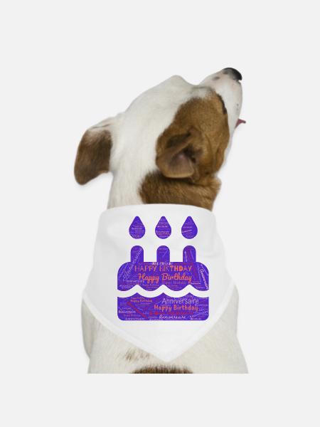 JAHRESTAG. ALLES GUTE ZUM GEBURTSTAG. ALLES GUTE ZUM GEBURTSTAG. - Hunde-Bandana - Weiß - Vorne