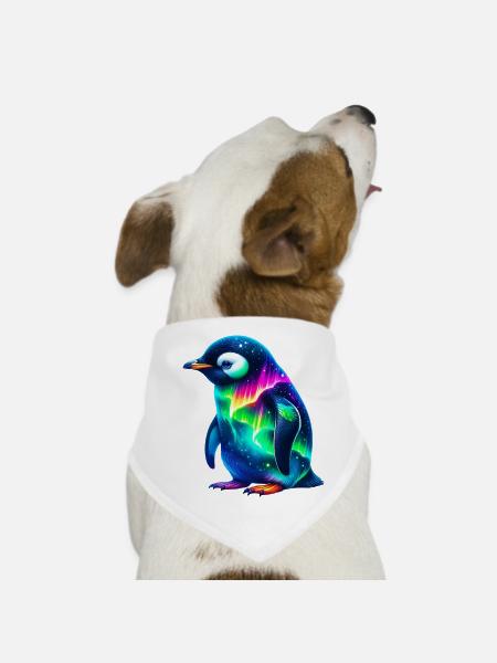 Aurora Borealis Pinguin - Hunde-Bandana - Weiß - Vorne
