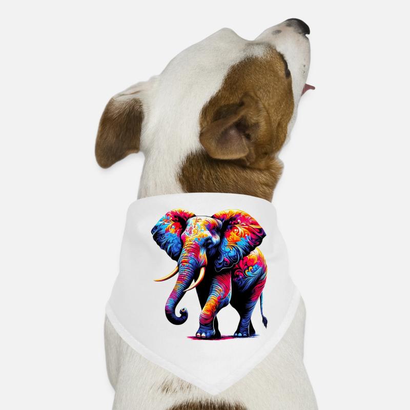 Elefant - Hunde-Bandana - Weiß