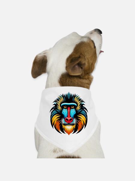 Mandrill-Affe - Hunde-Bandana - Weiß - Vorne