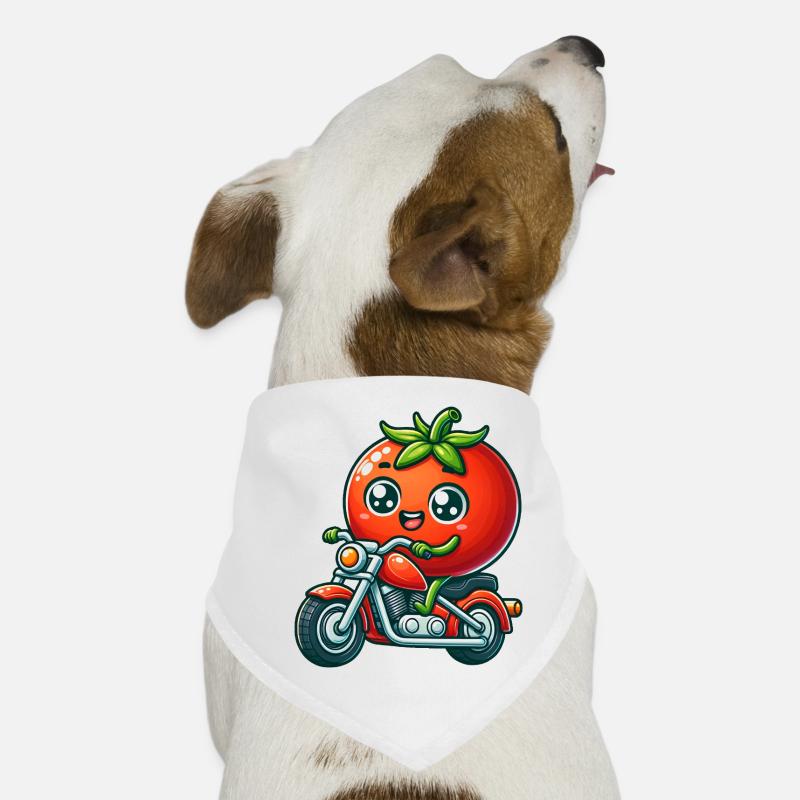 Funny Tomato Riding On Motorcycle Dog Bandana