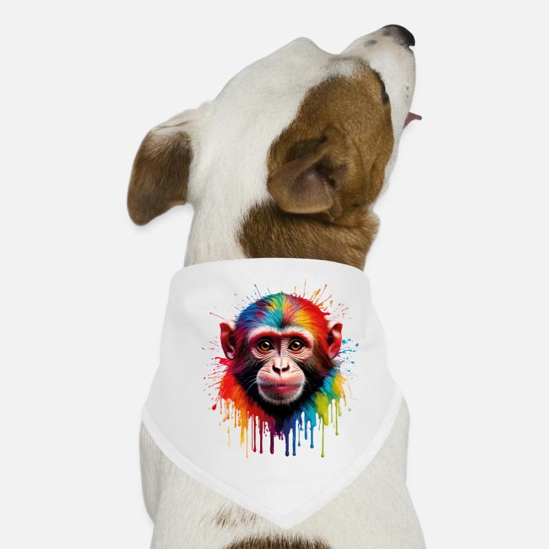 Bunter Affe mit Farbexplosion Hunde-Bandana