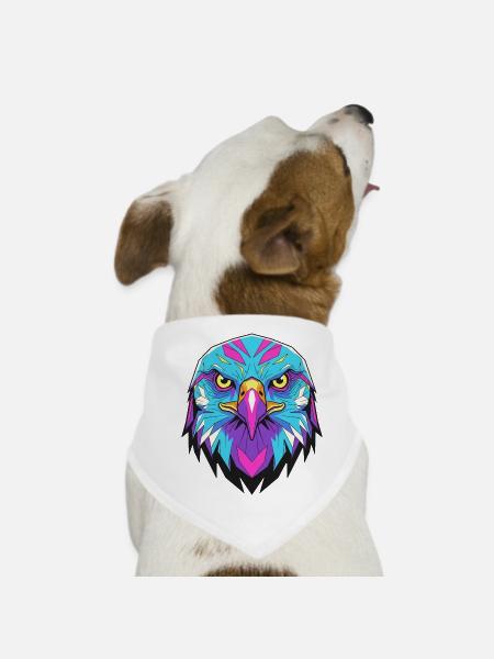 Geometrischer Adler im Neonstil - Hunde-Bandana - Weiß