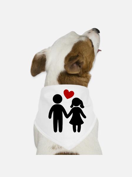 Couple In Love Heart - Dog Bandana - white - Front