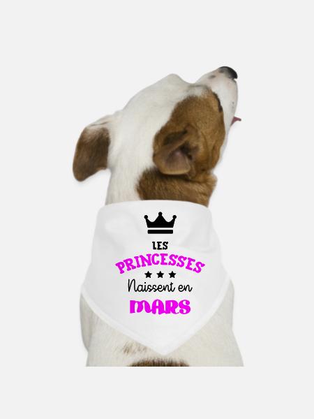 Prinzessin geboren im März Großes Geburtstagsgeschenk - Hunde-Bandana - Weiß - Vorne