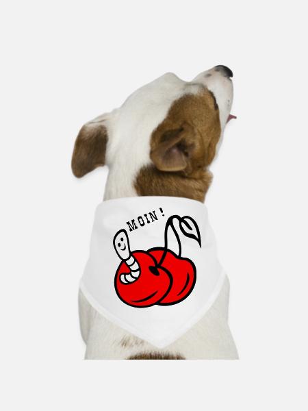 Cherries with worm - Dog Bandana - white - Front