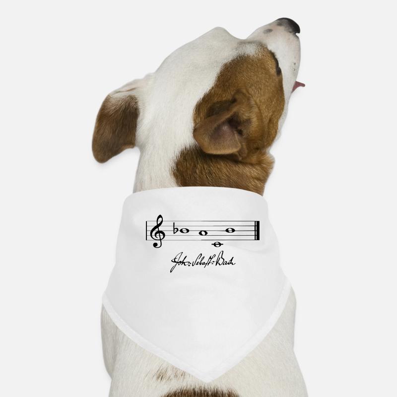 Notes de musique: «BACH» - Bandana pour chien - blanc