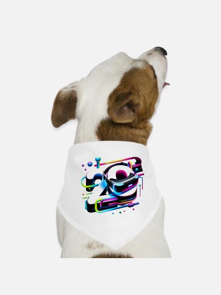 Anniversaire 20 ans Geek gamer 3D - Bandana pour chien - blanc - Devant