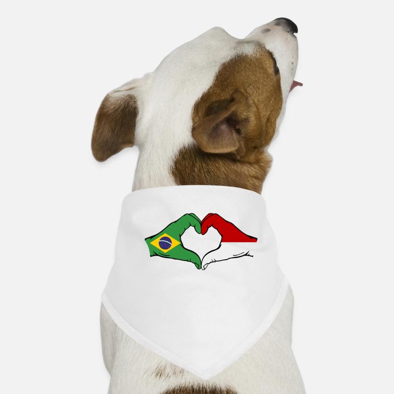 Brésil Monaco Drapeau Main Coeur Forme Bandana pour chien