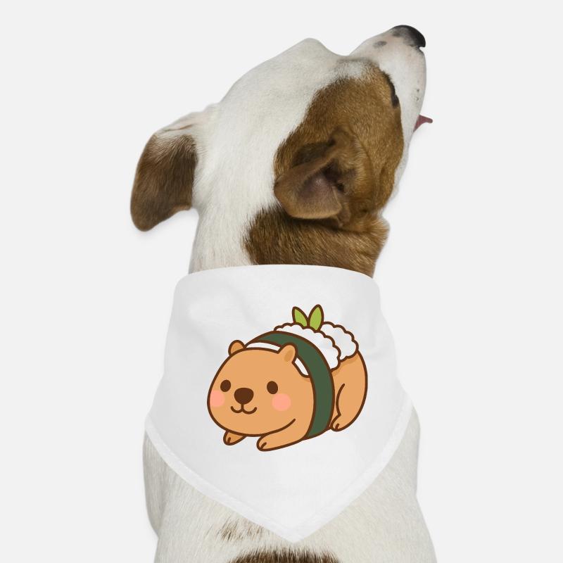 Capybara Sushi – niedlich & lecker 🍣🦫 - Hunde-Bandana - Weiß