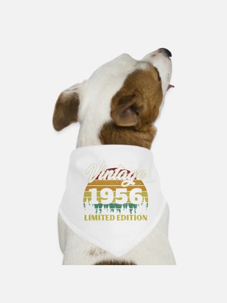 1956 Vintage Retro Birthday Gift - Dog Bandana - white - Front
