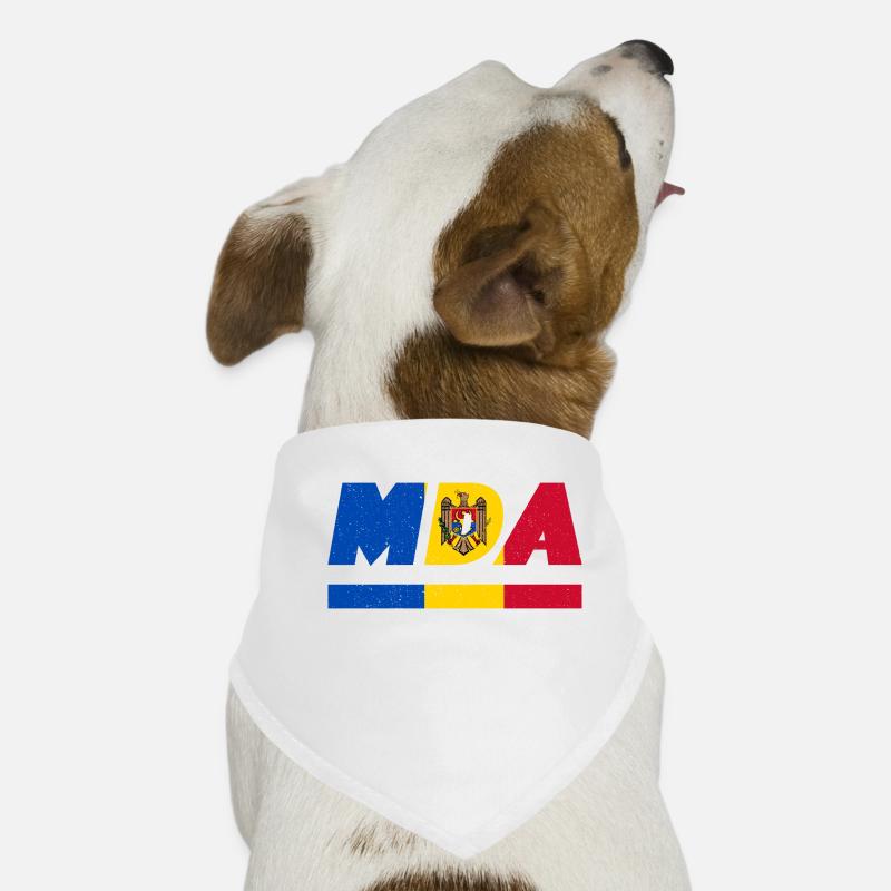 Drapeau de la Moldavie Drapeau de la MDA - Bandana pour chien - blanc
