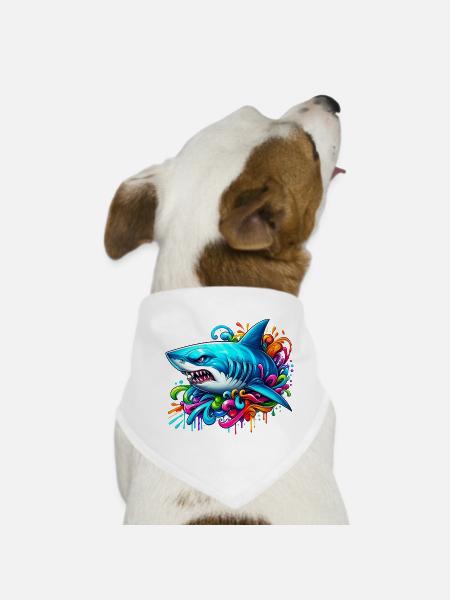Requin - Bandana pour chien - blanc - Devant