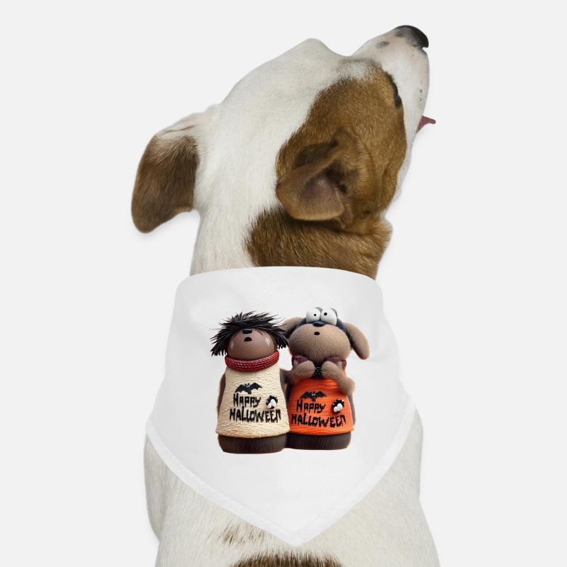 Double Spooky Trouble – Lustige Halloween Wooligans - Hunde-Bandana - Weiß