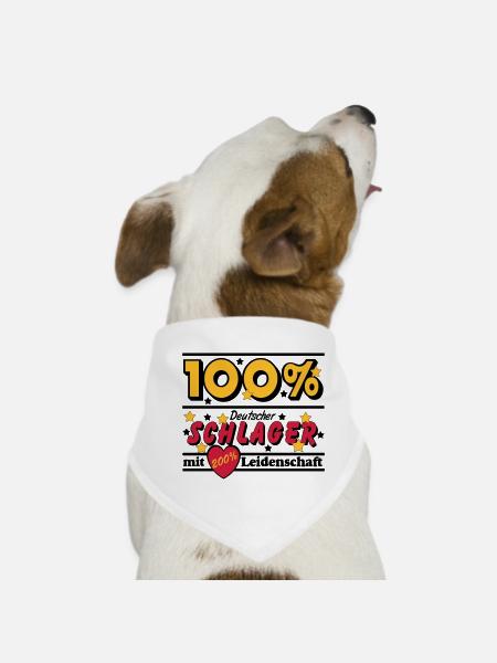 Schlager Party , Schlager Musik , 100% Schlager .. - Hunde-Bandana - Weiß - Vorne