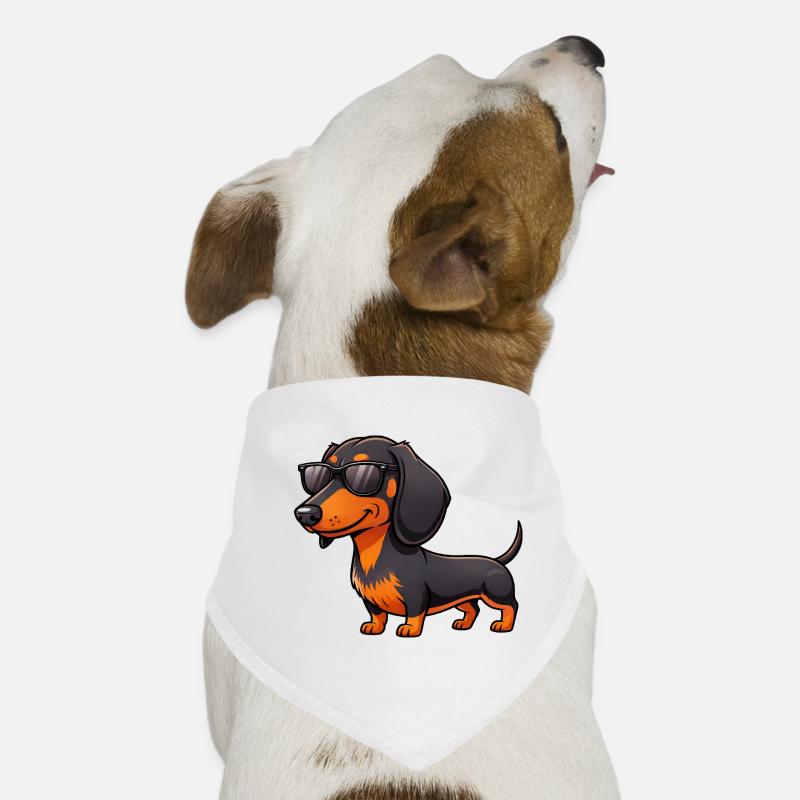 Teckel cool avec lunettes de soleil, ami d’été Bandana pour chien