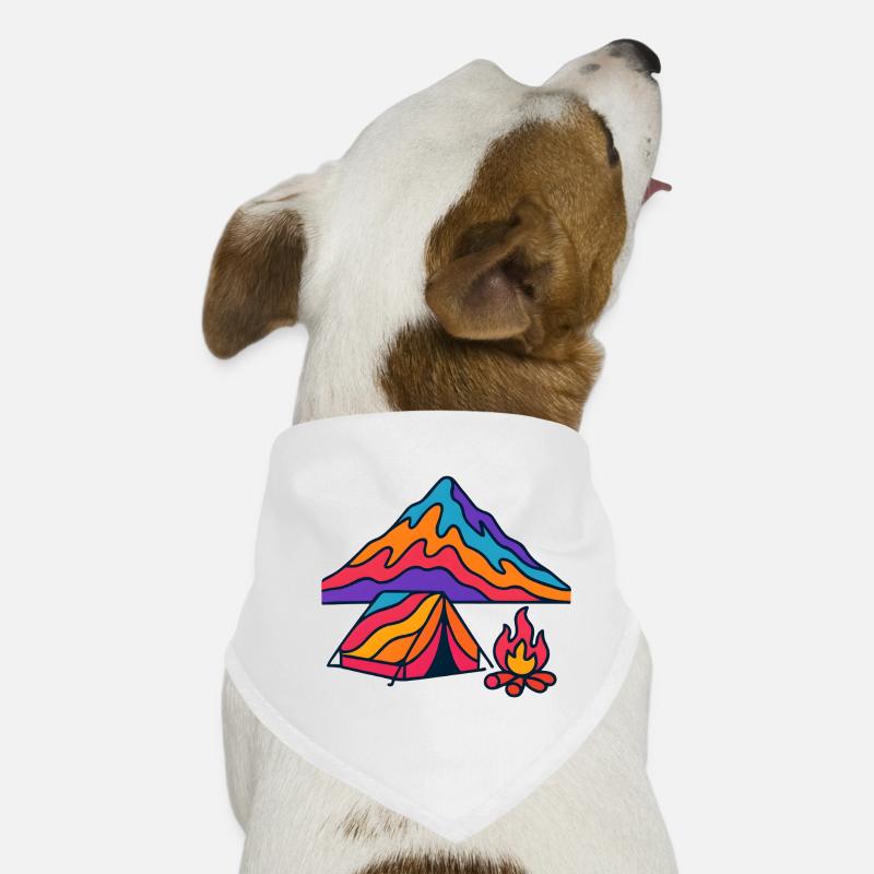 Neon Mountains Tent Camp Fire Dog Bandana