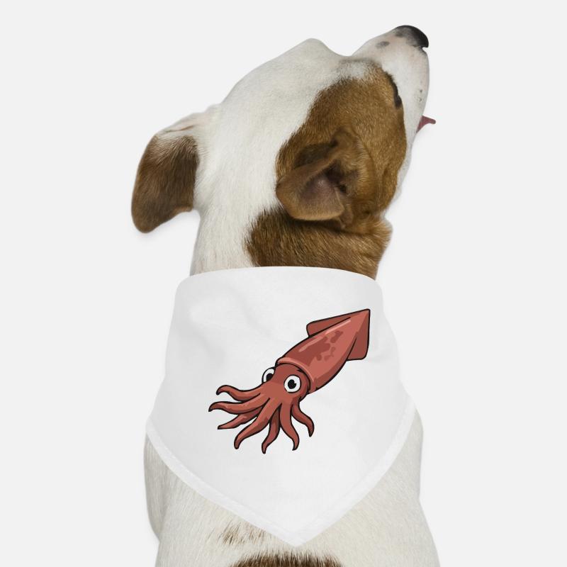 Cheerful Cartoon Squid Dog Bandana