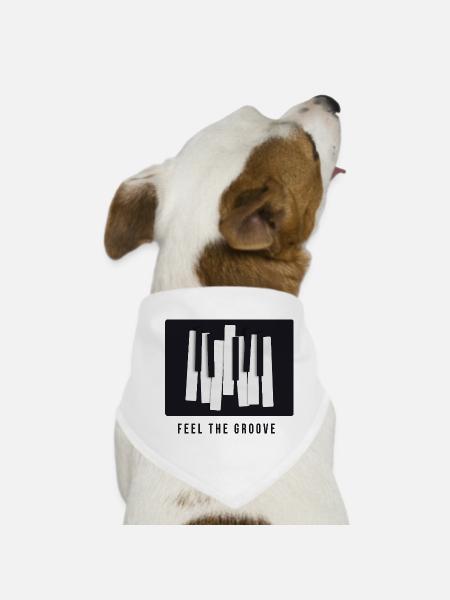Feel the Groove – Conception moderne de piano - Bandana pour chien - blanc - Devant